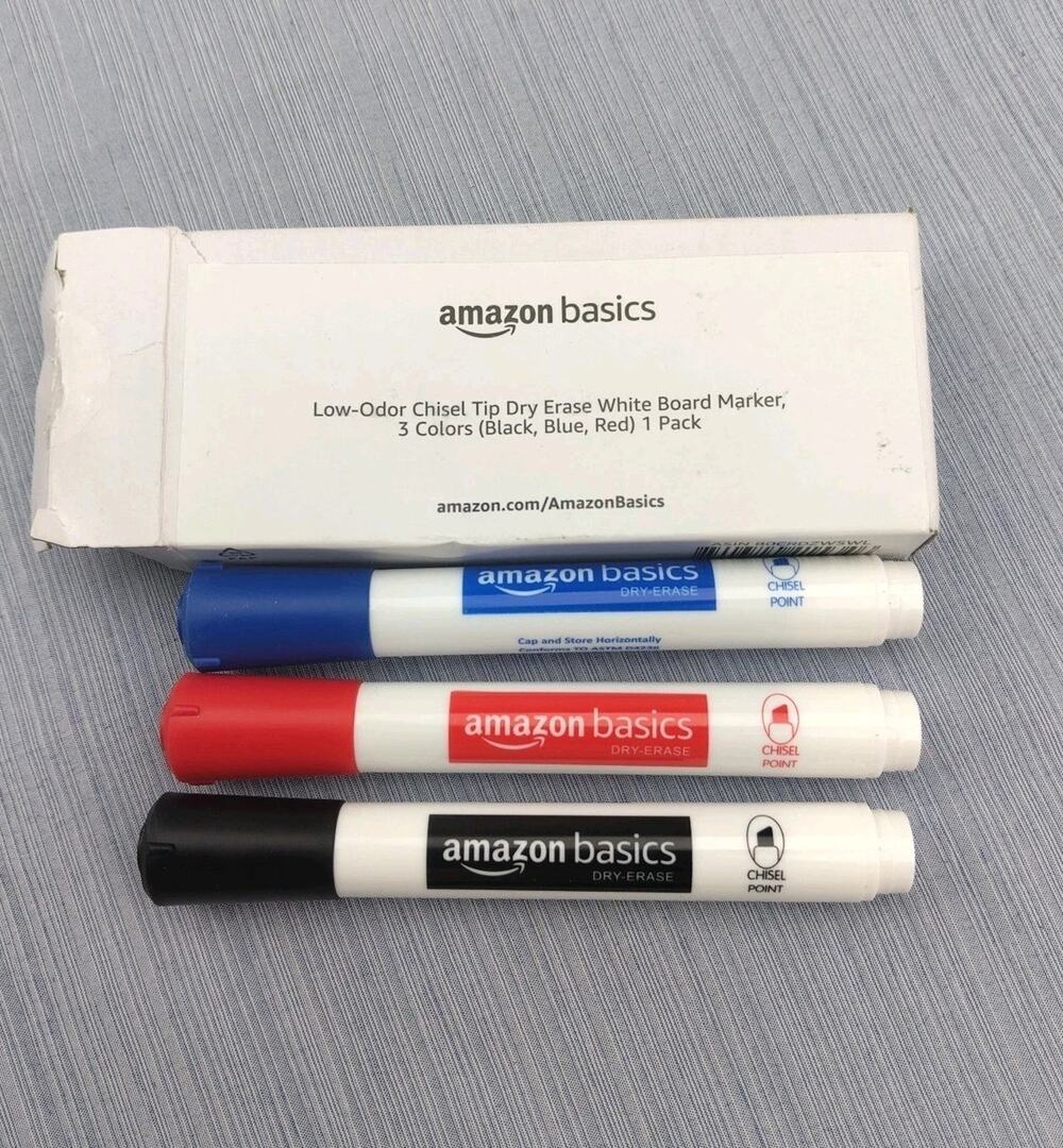 NIB Dry erase marker 3 pack (Black, Blue, Red) Chisel tip, low odor Free Ship
